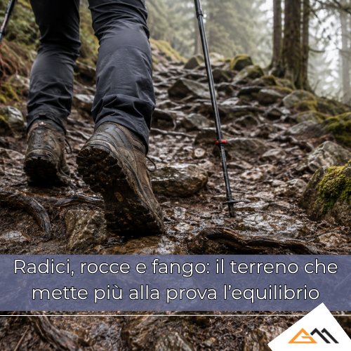 Radici, rocce e fango: il terreno che mette più alla prova l’equilibrio